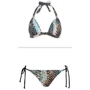 New VENUS Sahara Snake Snakeskin Print Goddess Push Up Halter Bikini Set A 2🐍